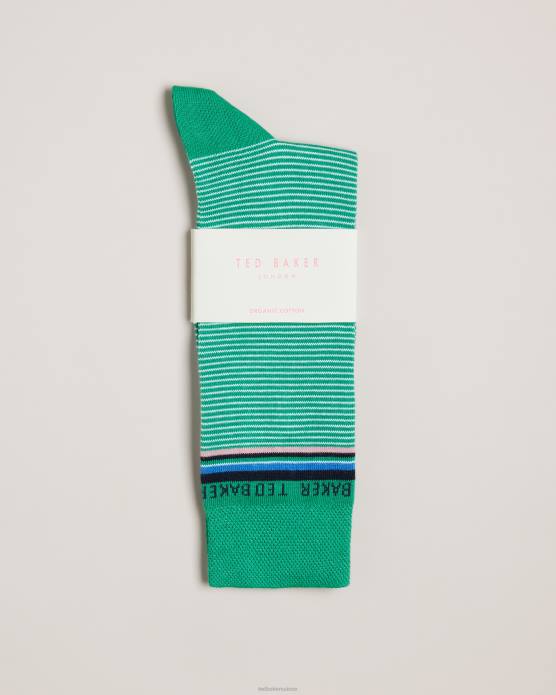 Ted Baker Hommes 60VD1865 accessoires chaussettes fines à rayures vert