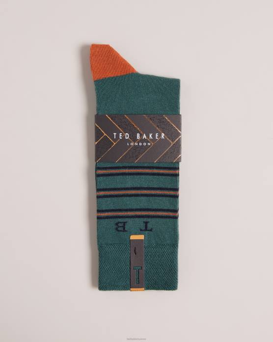 Ted Baker Hommes 60VD2004 accessoires chaussettes à rayures teebees vert