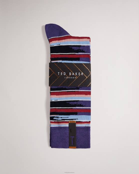 Ted Baker Hommes 60VD2080 accessoires chaussettes à rayures bleu