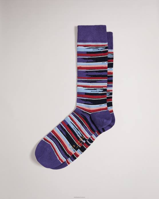 Ted Baker Hommes 60VD2080 accessoires chaussettes à rayures bleu